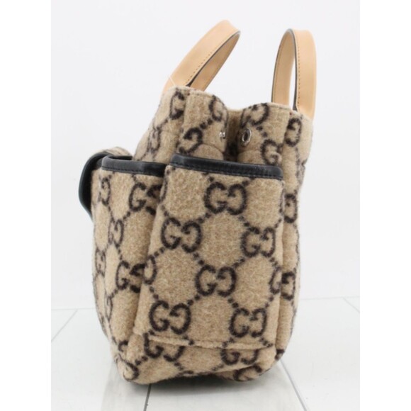 GUCCI Handbag Wool GG logo top handle bag red interior authentic EUC - Picture 6 of 16